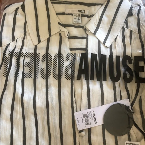 Amuse Society Stripe Long Sleeve Button Up Top - Picture 4 of 4